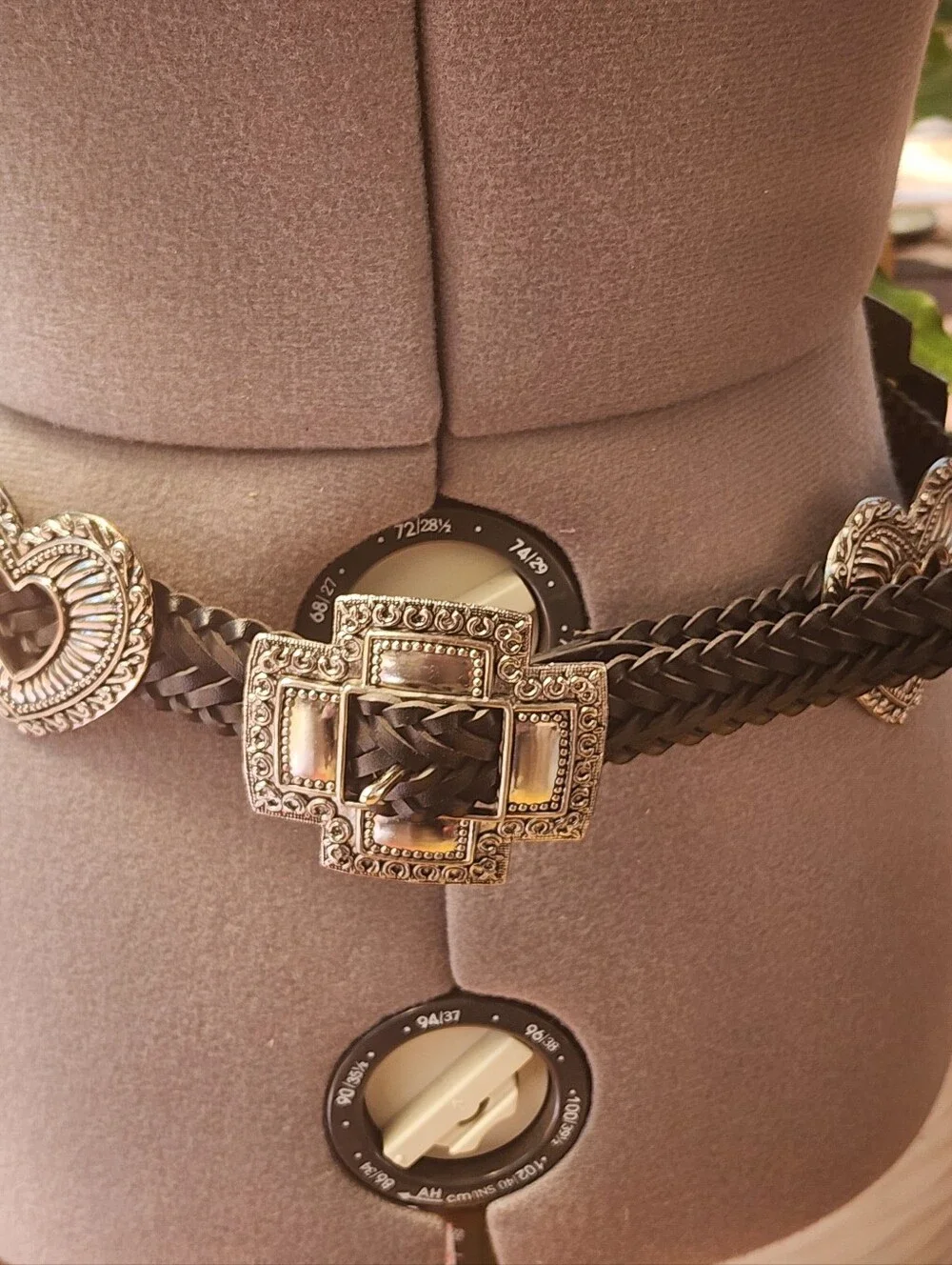 Vintage Southwestern Heart Concho Black Women's Belt Sz M-XL